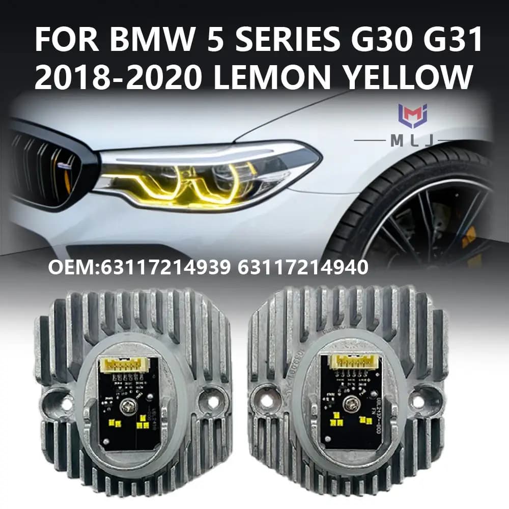 63117214939 63117214940 Per BMW Serie 5 G30 G31 G38 M5 F90 G32 2018 2019 2020 Modulo DRL Giallo Limone per Fari LED Angel Eyes
