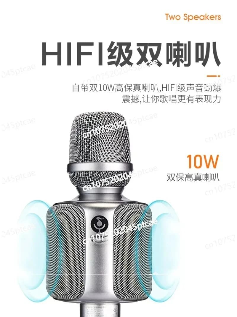 Microfono Karaoke Bluetooth Wireless con Ricevitore per Telefono Cellulare, Dispositivo All-in-One con Scheda Audio Integrata