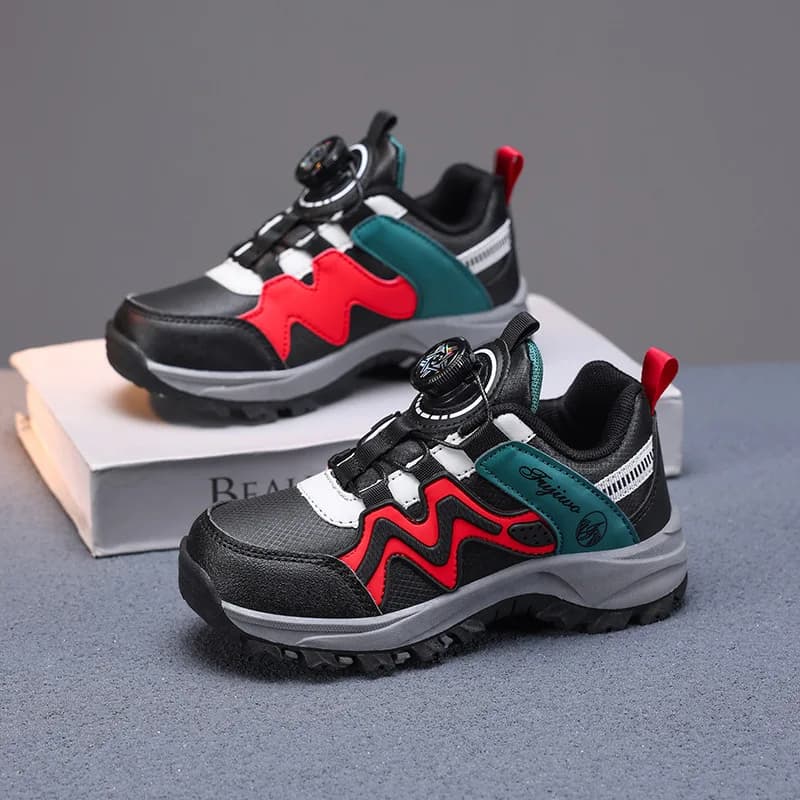 Scarpe da trekking per bambini autunno inverno Design con manopola Sneakers da trekking Sneakers in pelle per bambini Scarpe sportive da esterno antiscivolo per ragazzo