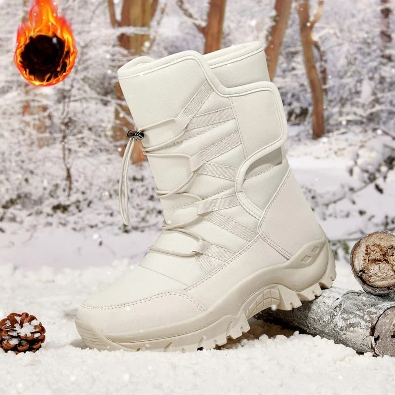 Stivaletti invernali da donna Mantieni caldi Stivali da neve da donna Outdoor Slip on Platform Escursionismo da donna Peluche addensato da donna