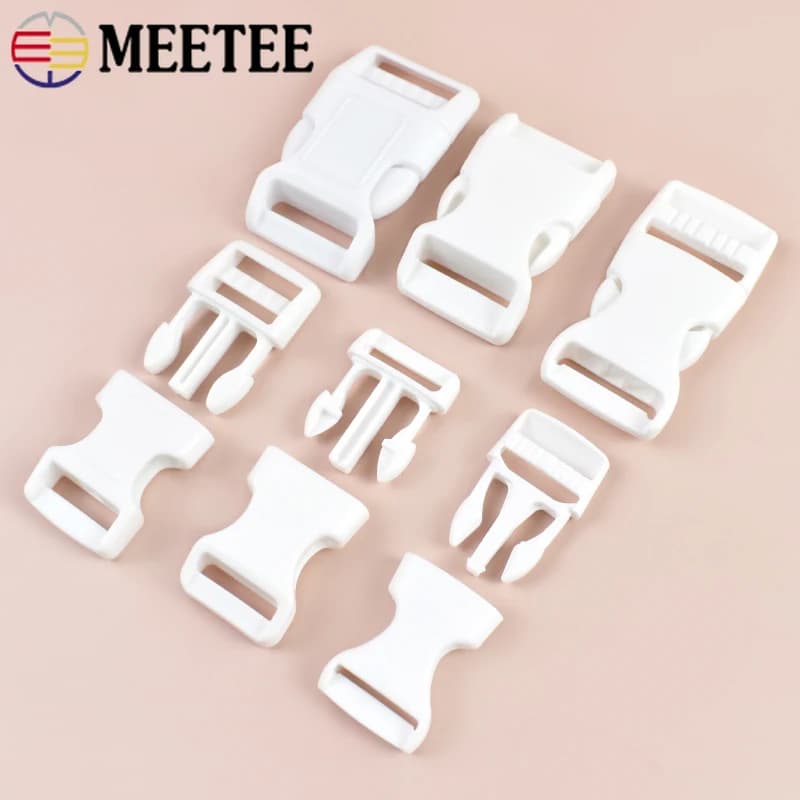 20Pcs 10-25mm White Plastic Side Release Buckle Quick Clip Fastener for Backpack Bag Strap Pet Collar Webbing DIY Accessories