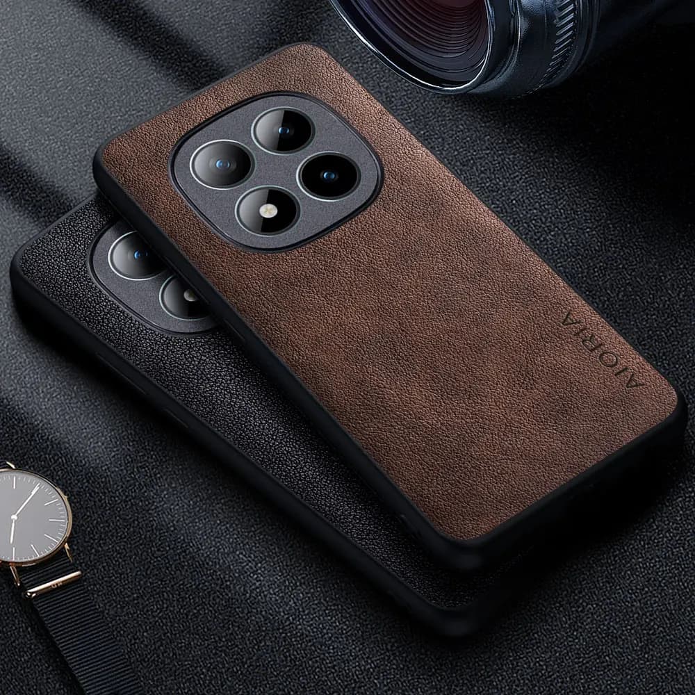 Premium Luxury leather Phone Case for Xiaomi Redmi Note 15 Pro Max 5G 4G Retro Business Style Solid color cover funda
