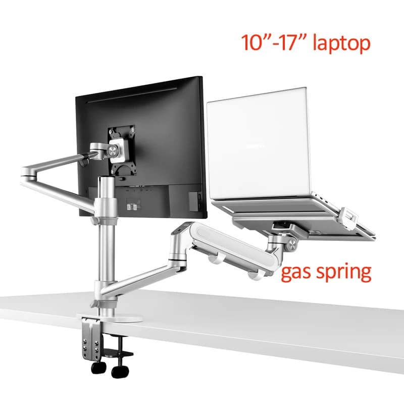 OL-3L PRO Supporto da tavolo per monitor LCD da 10-32 pollici Doppio braccio + Supporto per laptop da 10 "-17" Supporto per monitor con supporto per movimento completo