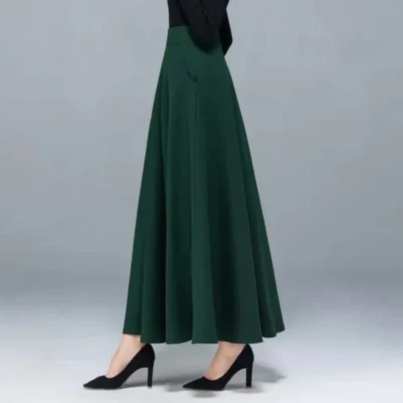 Gonna Midi Premaman alla Moda, Casual, Ampia, Taglio Svasato, Senza Etichetta, in Fibra di Poliestere, Modello A-Line, Pezzo Unico, Primavera Autunno Inverno