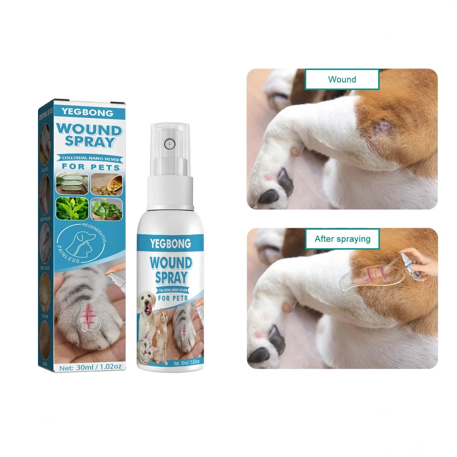 30ml Animali domestici Anti-prurito e sollievo dal prurito Cani Pelle di gatto Cura sana Spray Cura della pelle Trattare prodotti per prurito e pelle sensibile
