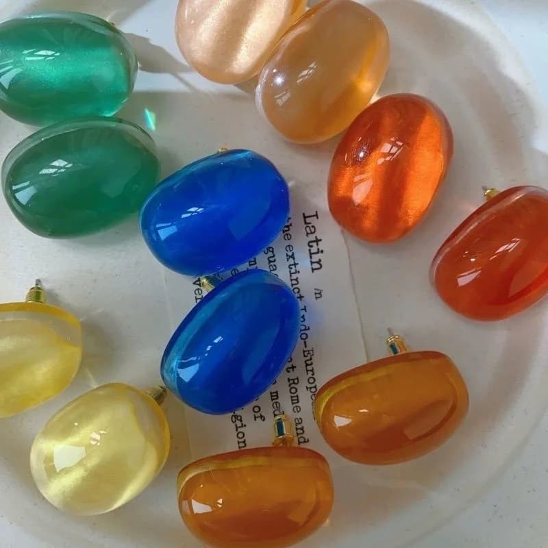 Orecchini in gelatina di resina ovale rotonda in stile francese