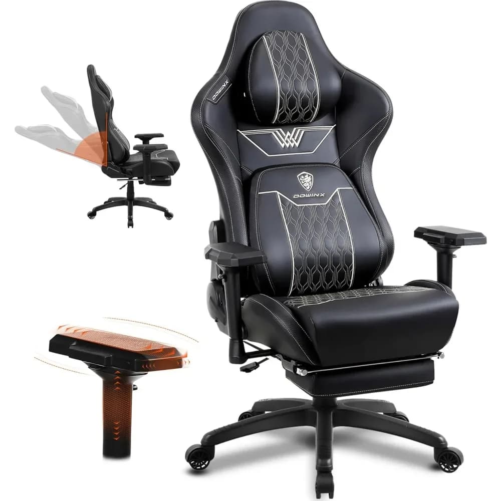 Sedia da gaming Dowinx grande e alta con poggiapiedi, sedia da ufficio ergonomica con schienale alto con comodo poggiatesta e supporto lombare, 4