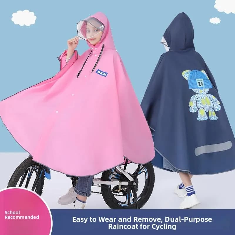 Impermeabile Lungo per Bambini, Giacca Antipioggia per Bicicletta e Scuola, Ampio con Spazio per Zaino, Modello Snow Brand