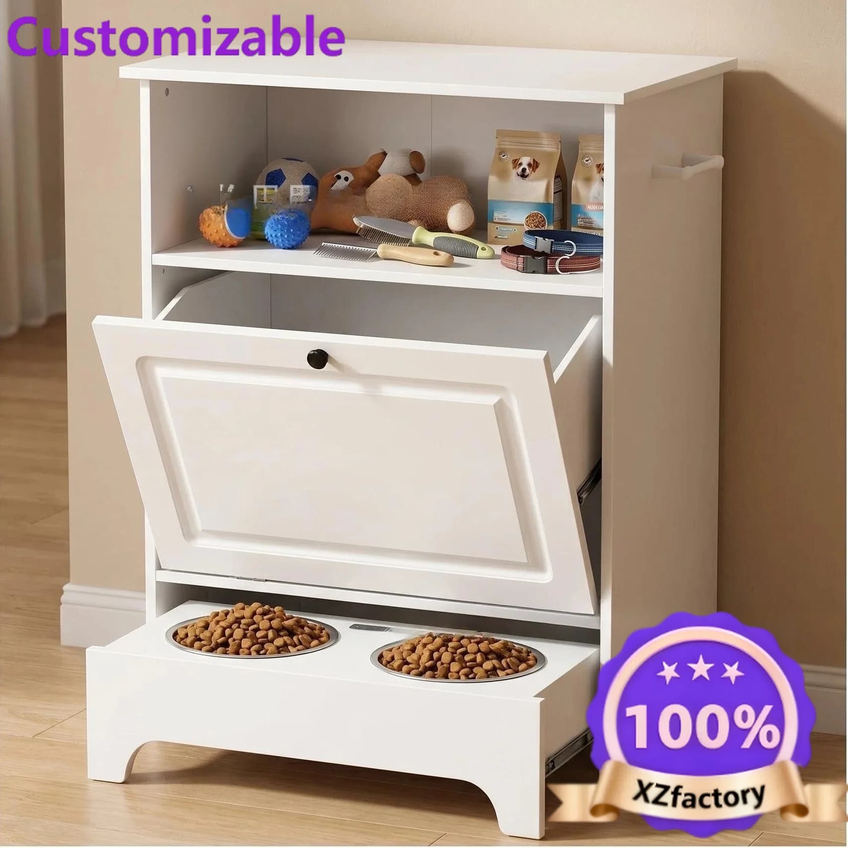 Factory Direct 2026 Dog feeding cabinet Wooden food cabinet Pet cabinet bowl Cat and feeder Double bowl rack Wholesale