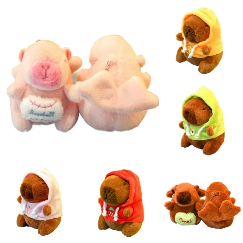 Portachiavi Peluche Morbido Capibara, Piccolo, con Cappuccio, Bambola di Simulazione, Animale di Peluche, Giocattolo Soffice Anime, Ciondolo in Peluche, Regalo di Compleanno