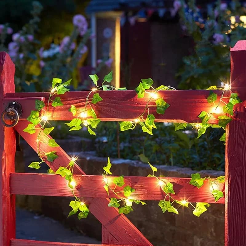 Luci delle fate luci della batteria foglia d'acero ghirlanda esterna impermeabile 10M/5M/2M lampada solare decorazione della festa nuziale del giardino di natale