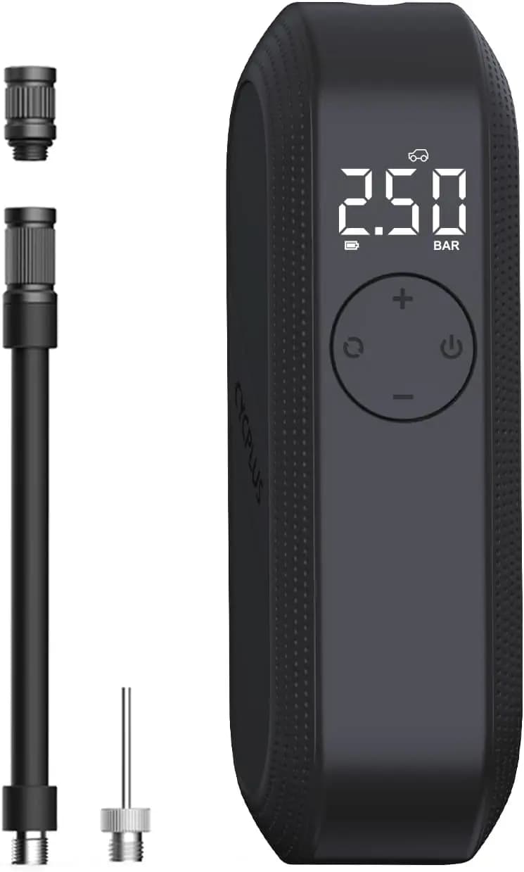 Pompa elettrica portatile per compressore d'aria 150 PSI, gonfiatore per pneumatici con display a LED ricaricabile per bici, auto, moto, palla