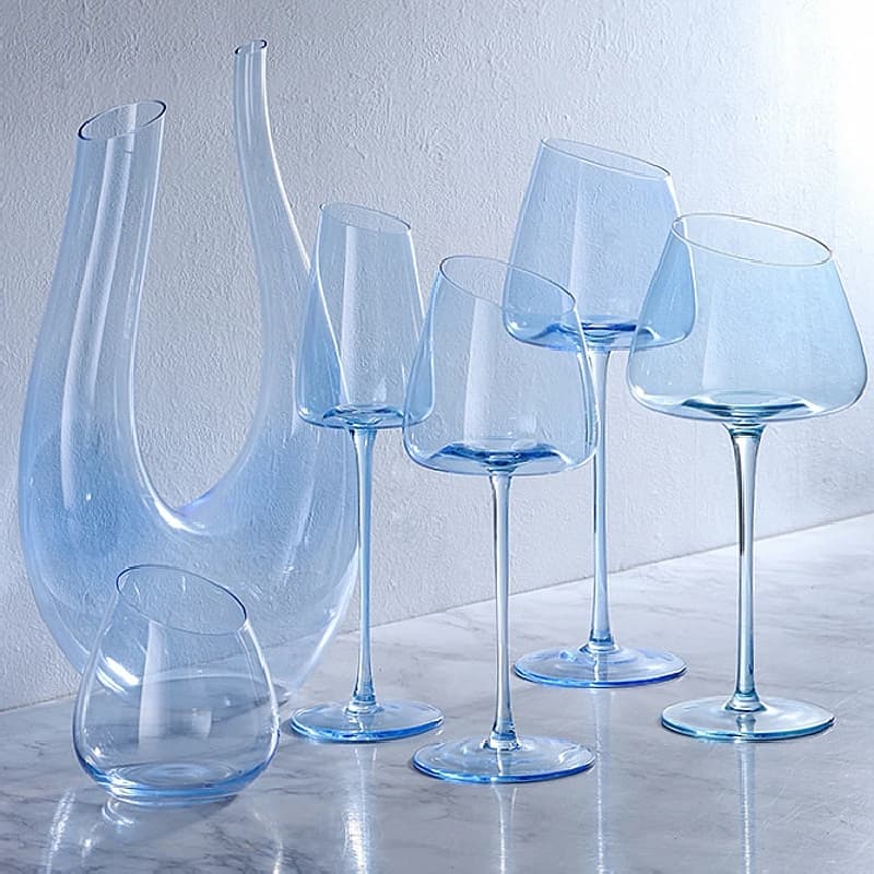 Set di Bicchieri da Vino Rosso e Calici da Champagne in Cristallo Rosso Fenicottero con Fondo Concavo Integrato, Accessori per Bar
