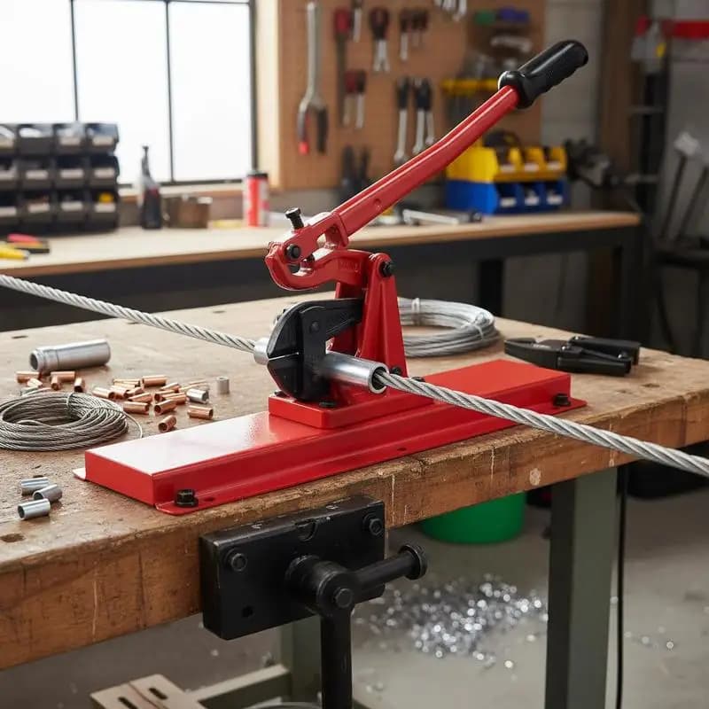 Benchtop Wire Rope Crimping Press 24-Inch For Marine Rigging Balustrade Deck Railing, Manual Cable Squeezer Bolt Cutting Head 1/16-3/16-Inch Sleeves Alloy Steel Construction Heavy Duty Industrial Hand Tool