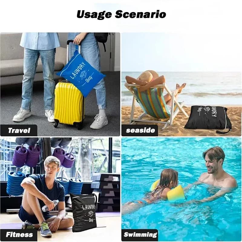 Sacchi per biancheria da viaggio impermeabili con cerniera, sacchetto portaoggetti riutilizzabile per separazione asciutto/bagnato, portatile per vestiti sporchi fr1793-fro