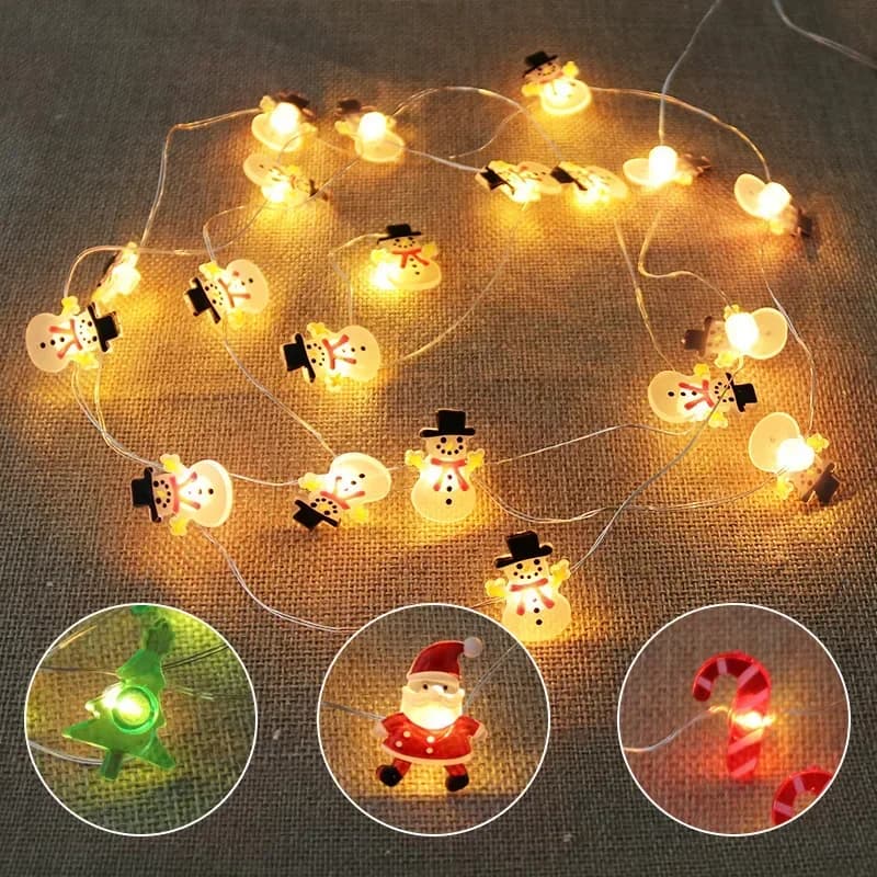2M Natale Babbo Natale Fiocco di neve LED Luce Stringa Ghirlanda Albero di Natale Fata Luce Decorazione natalizia per la casa Capodanno Navidad