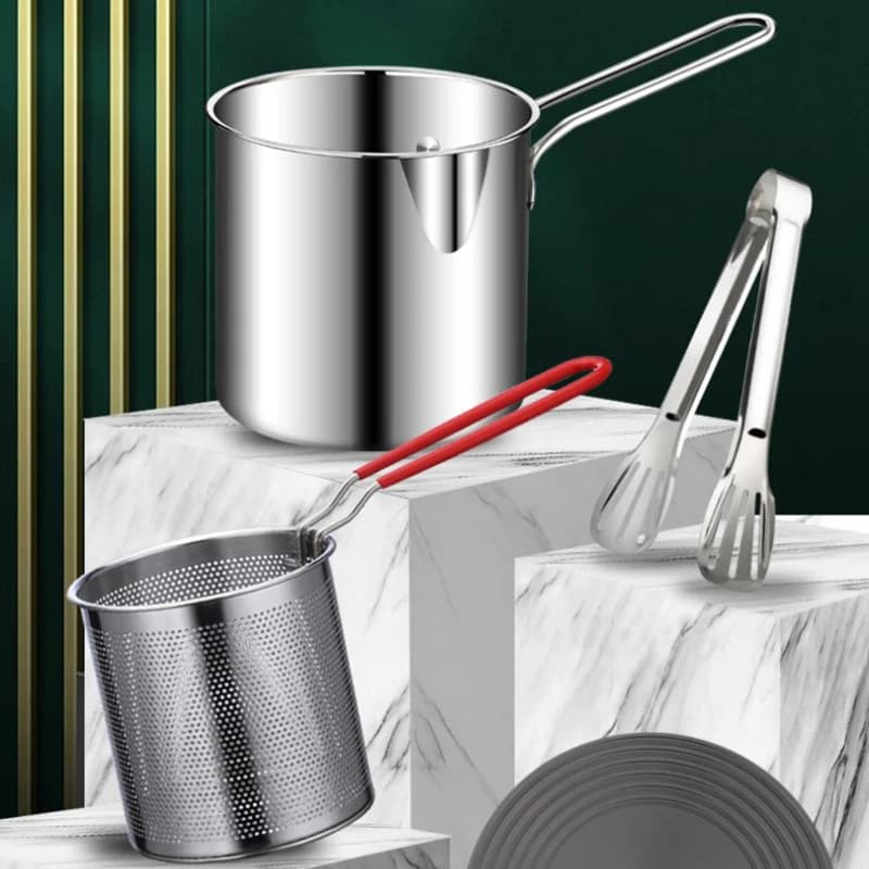 Kitchen Pot 304 Stainless Steel Kitchen Fryer with Knife Tempura Fryer Chicken Fried Cooking Tools