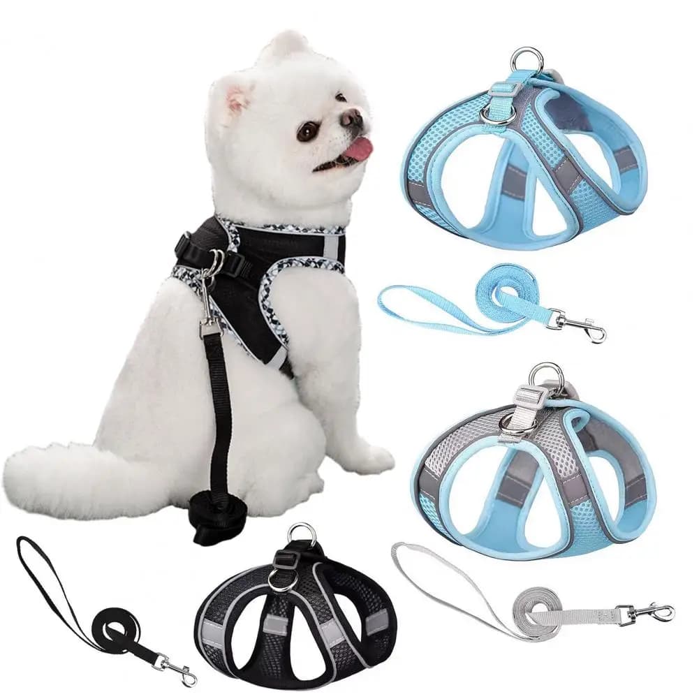 Breathable Dog Harness Reflective Night Dog Leash Breathable Jacquard Mesh Pet Lead Easy Wear Outdoor Activity Walking for Dogs