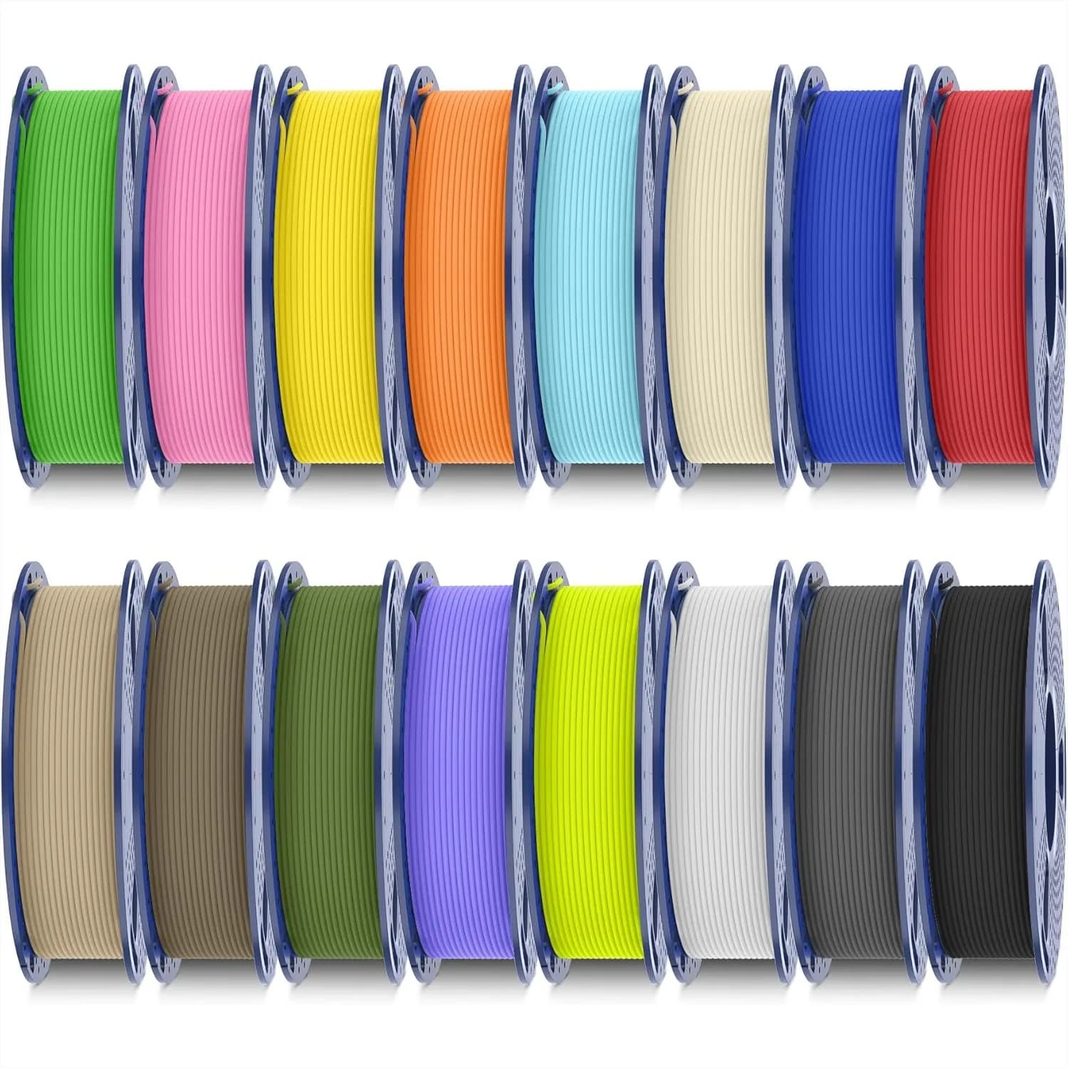 Filamento PLA Opaco, Set da 16 Colori, Filamento per Stampante 3D 1.75mm, Mini Bobine da 250g Ciascuna, Finitura Opaca Liscia, Confezionato Singolarmente Sottovuoto
