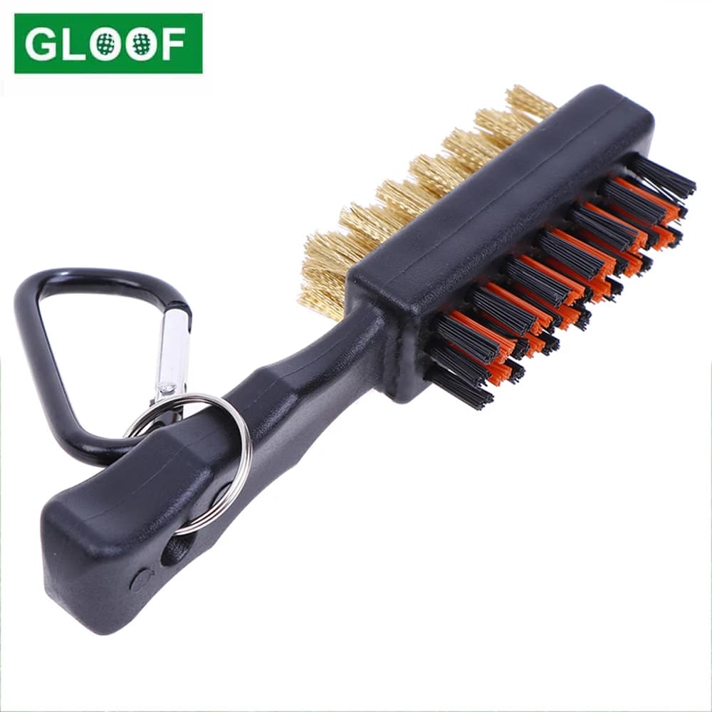 1 pz Spazzola per Mazze da Golf, Pulitore Scanalature a Doppia Faccia, Strumento Portatile in Metallo Leggero con Accessori in Nylon per Ferri, Palline e Scarpe - Nuovo Regalo