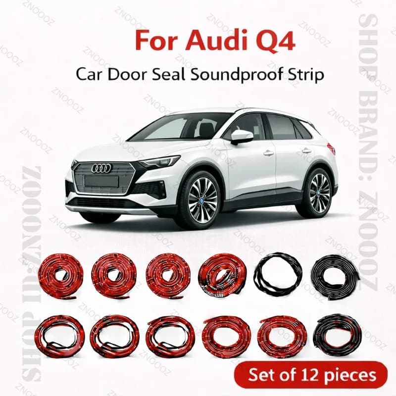 Car Door Seal Strip Rubber Double Layer Soundproof Dustproof Waterproof Door Weatherstrip 12PCS Set For Audi Q4