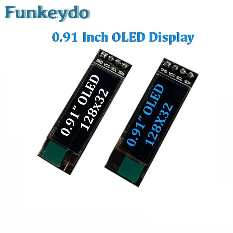 Modulo display OLED da 0,91 pollici I2C IIC seriale 0,91 "4 pin 128X32 SSD1306 Schermo LCD blu/bianco per STM32/C51/Arduino/Raspberry Pi