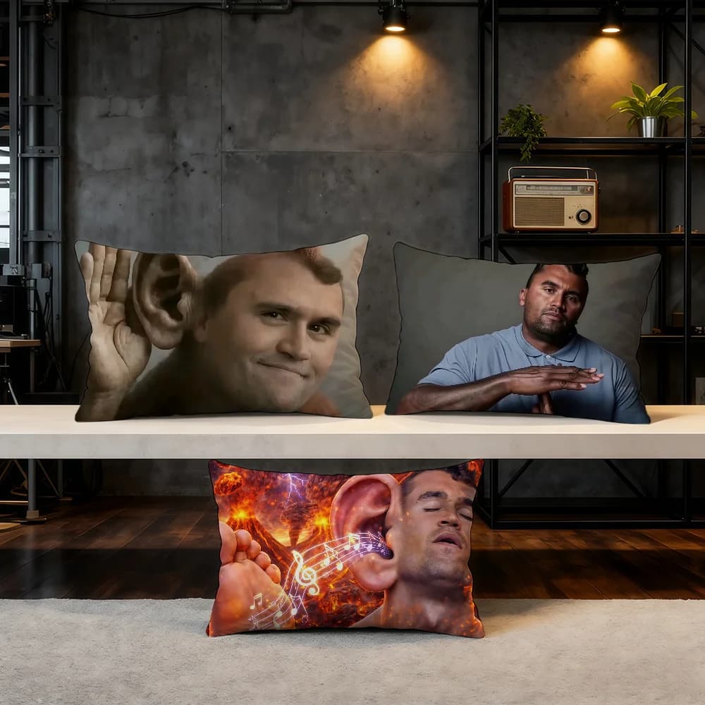 Divertente fodera per cuscino con meme C-Charlie Kirk, prodotto di successo, per divano, soggiorno, fodera per cuscino decorativa morbida a doppia faccia