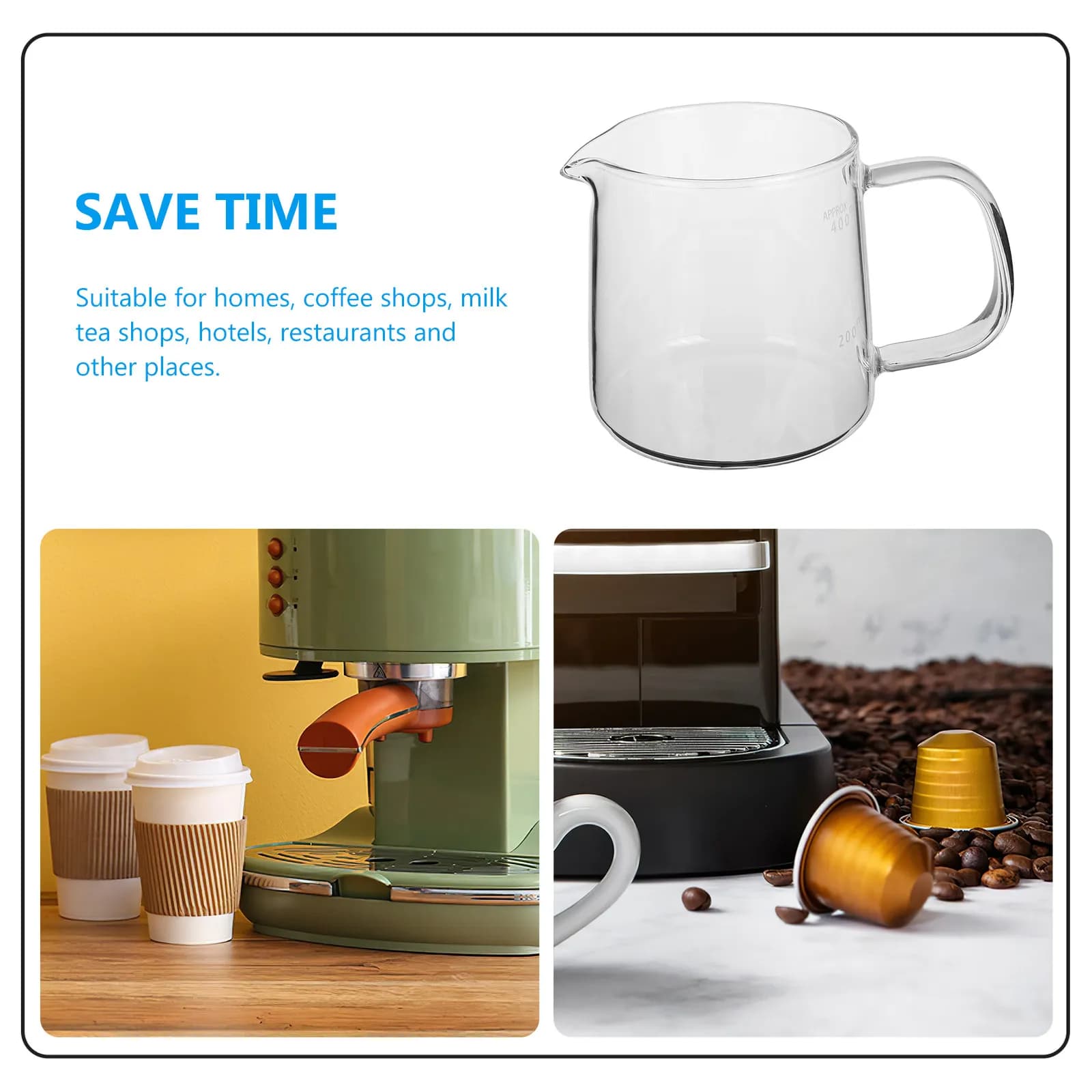 Caffettiera in Vetro Borosilicato Trasparente da 400ml per Uso Domestico
