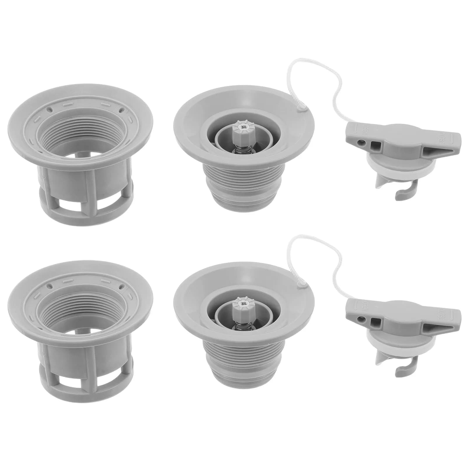 2 Set Tappi Valvola Aria a Doppia Guarnizione per Kayak Gonfiabile, Paddle Board, Canoa, Zattera, Gommone, Accessori per Barche in PVC a Sei Fori, Chiusura Rapida