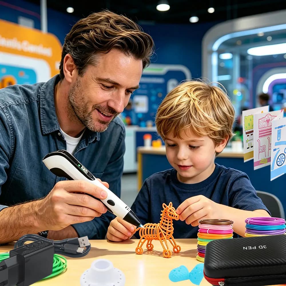 Novelty Creative Kids 3D Printing Pen Set With LCD Display Power Adapter Travel Case PLA Filament Kids Birthday Christmas Gift