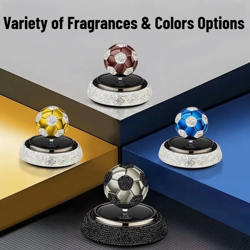 Scenter for cars shaped as a football, solar energy rotating, dashboard decoration, long-lasting fragrance, for football fans