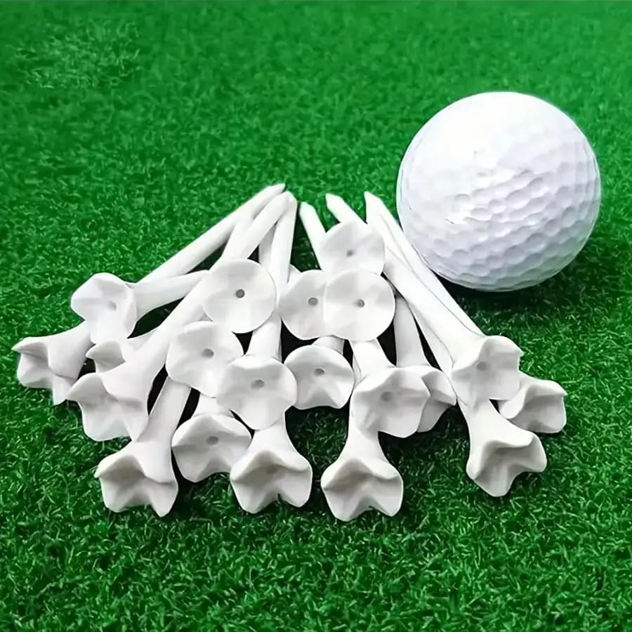 50 pezzi di tee da golf in plastica durevole e infrangibile, riutilizzabili, dal design stabile e a bassa resistenza, pratici accessori da golf professionali, ottimi regali, perfetti per gli amanti del golf, per l'allenamento quotidiano sul campo e per l'uso all'aperto.
