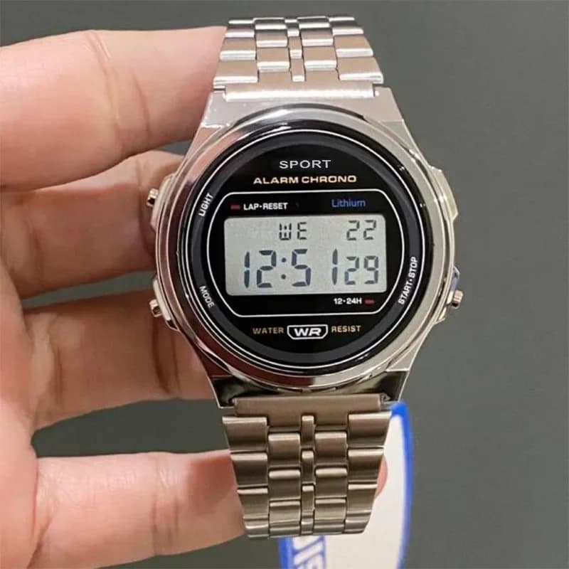 Luxury Digital LED Watch Unisex Wrist Watch With Steel Strap Waterproof Multifunction Sports Wrist Watch Electronic Watch