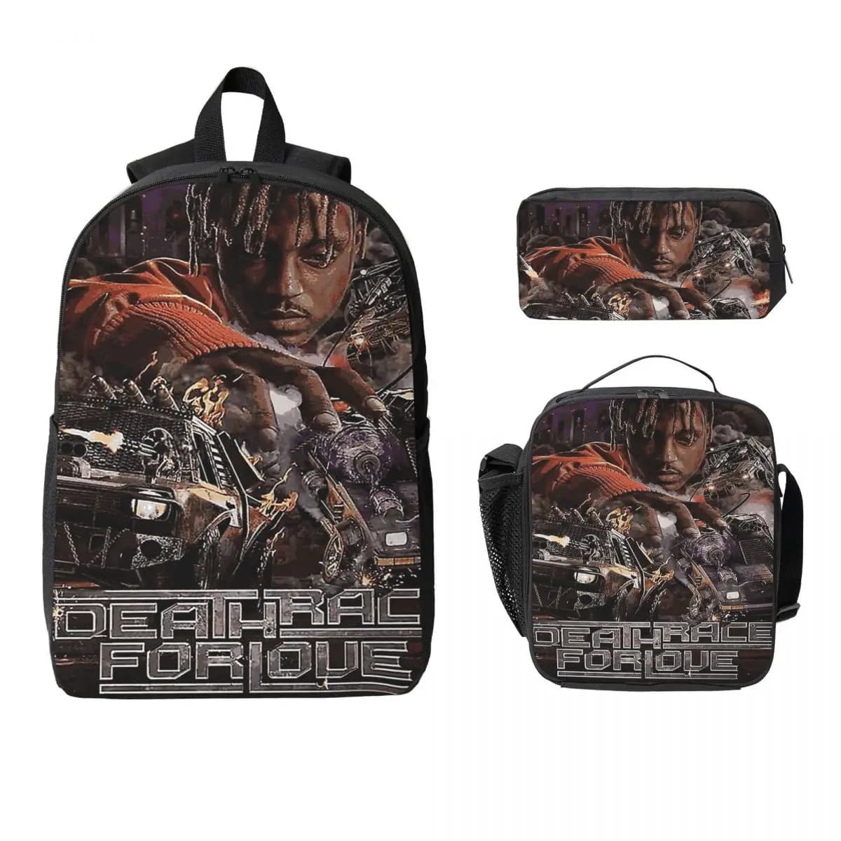 JuiceWrld Death Race Love Wall Zaino Studente Ragazzi Ragazze BookBag Borsa da scuola Borse a tracolla Borsa da pranzo isolata 3ps Astuccio