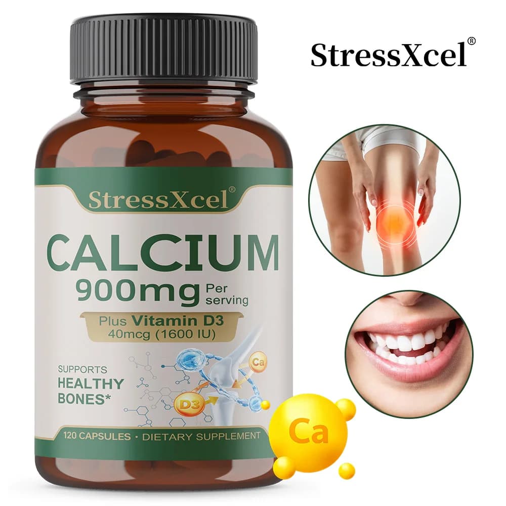 Calcium and Vitamin D Capsules - Ossa Health, Immunite and Nervous System Health, Muscular Resistance, Energy Level, Food Supplement