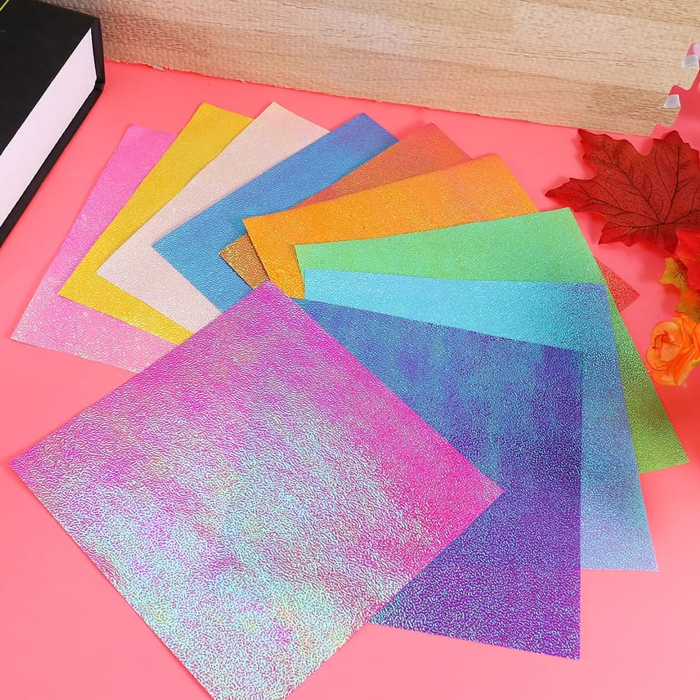 200 Sheets Pearlescent Origami Paper Shiny Iridescent Folding Sheets Small Colorful Square DIY Craft Art Paper for Origami Crane