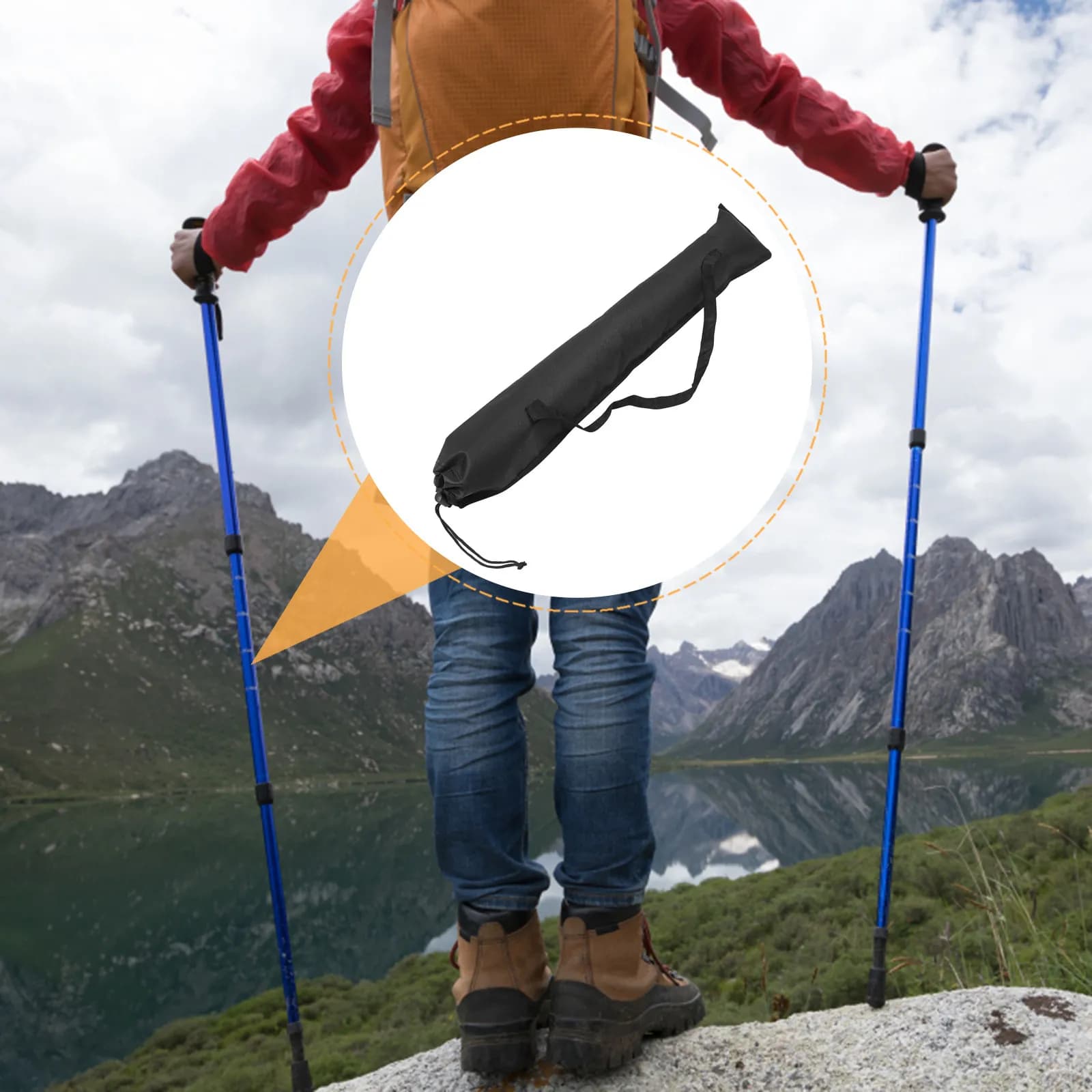 Waterproof and Resistant Bag for Trekking Sticks, Hiking and Walking, Foldable Portable Case for Sticks