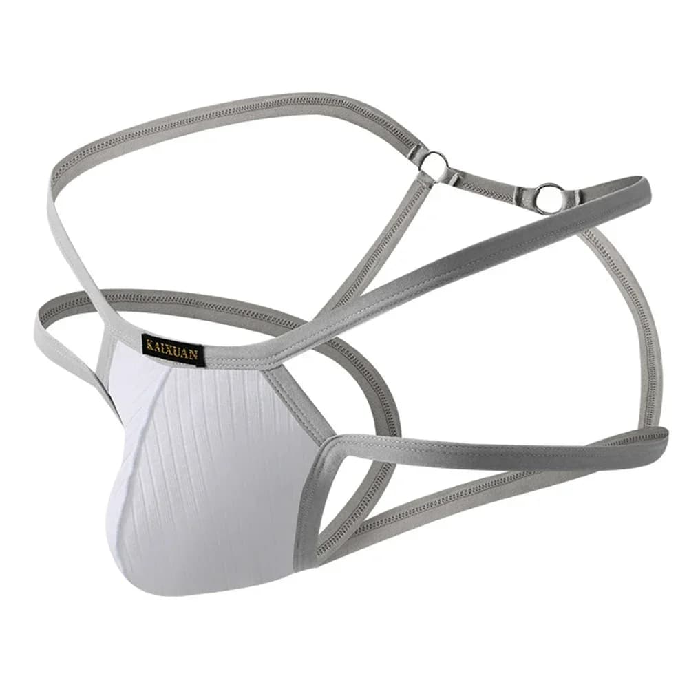 Perizoma da Uomo con Doppia Cinghia Sottile, Slip a T con Tasca a U Convessa, Intimo Jockstrap in Puro Cotone, Mutande Comode e Traspiranti