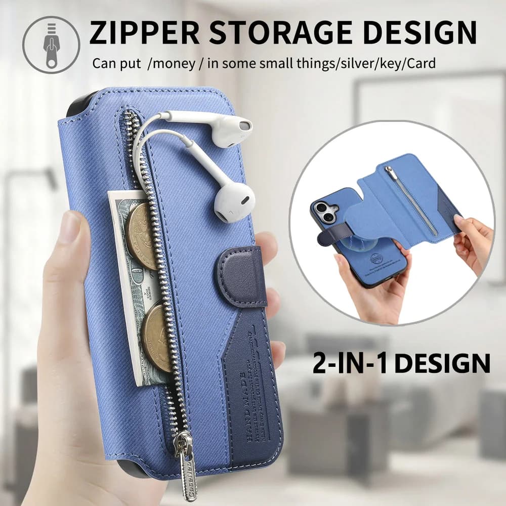 Custodia di Lusso per Poco X7 Pro M7 F7 5G, Cover a Portafoglio in Pelle RFID 2-in-1 Staccabile con Magnete per Carte, Funda Xiaomi Poco M7 Pro X7 F7 Etui