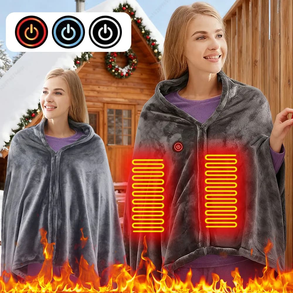 Coperta Elettrica USB Riscaldata con 3 Livelli di Calore, Coperta in Pile Riscaldata Portatile, Scaldacorpo a Riscaldamento Rapido