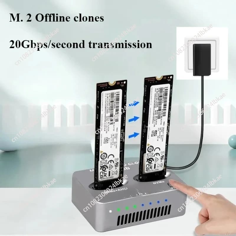 Docking station NVME Copia offline AHCI M.2 USB 3.2 Scatola per disco rigido esterno tipo C Dual Disk 20Gbps SSD Clone del sistema