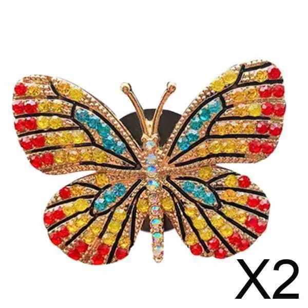 Butterfly Shaped Rhinestone Alloy Deodorant Accessory with Car Air Grip Clip for Interior Decorations for SUVs, Women and Girls