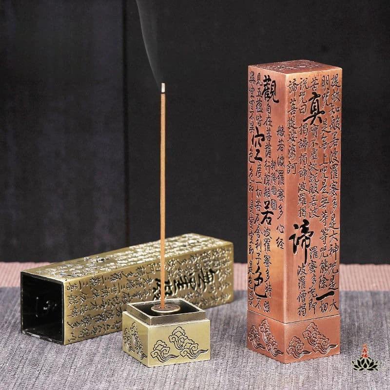 Bruciatore di incenso verticale quadrato Lega Buddista Sutra Incenso Bastoni Titolare Home Office Lucky Zen Decor Bruciatori di incenso Incensiere
