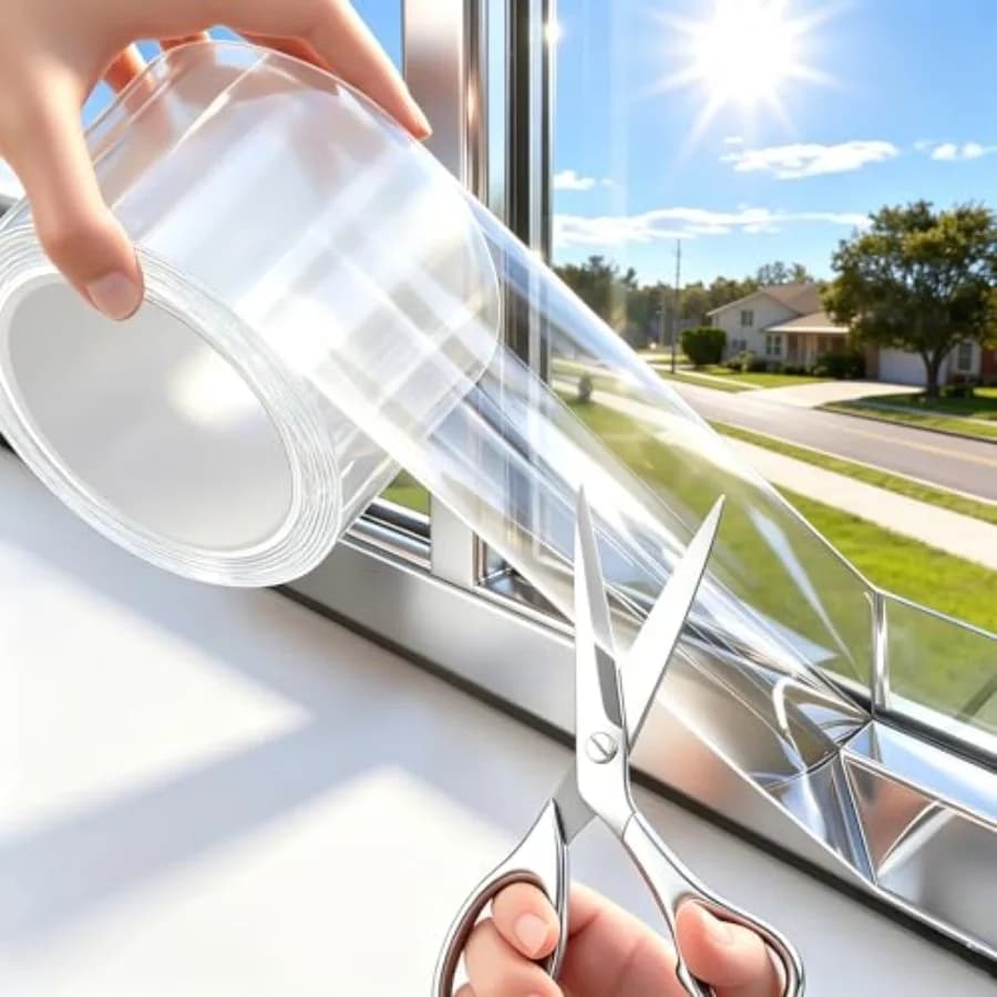 Clear Window Tape 2inx 33ft, Window Sealing Tape No Residue, Transparent Window Insulation Tape for Window Draft Stopper, Door