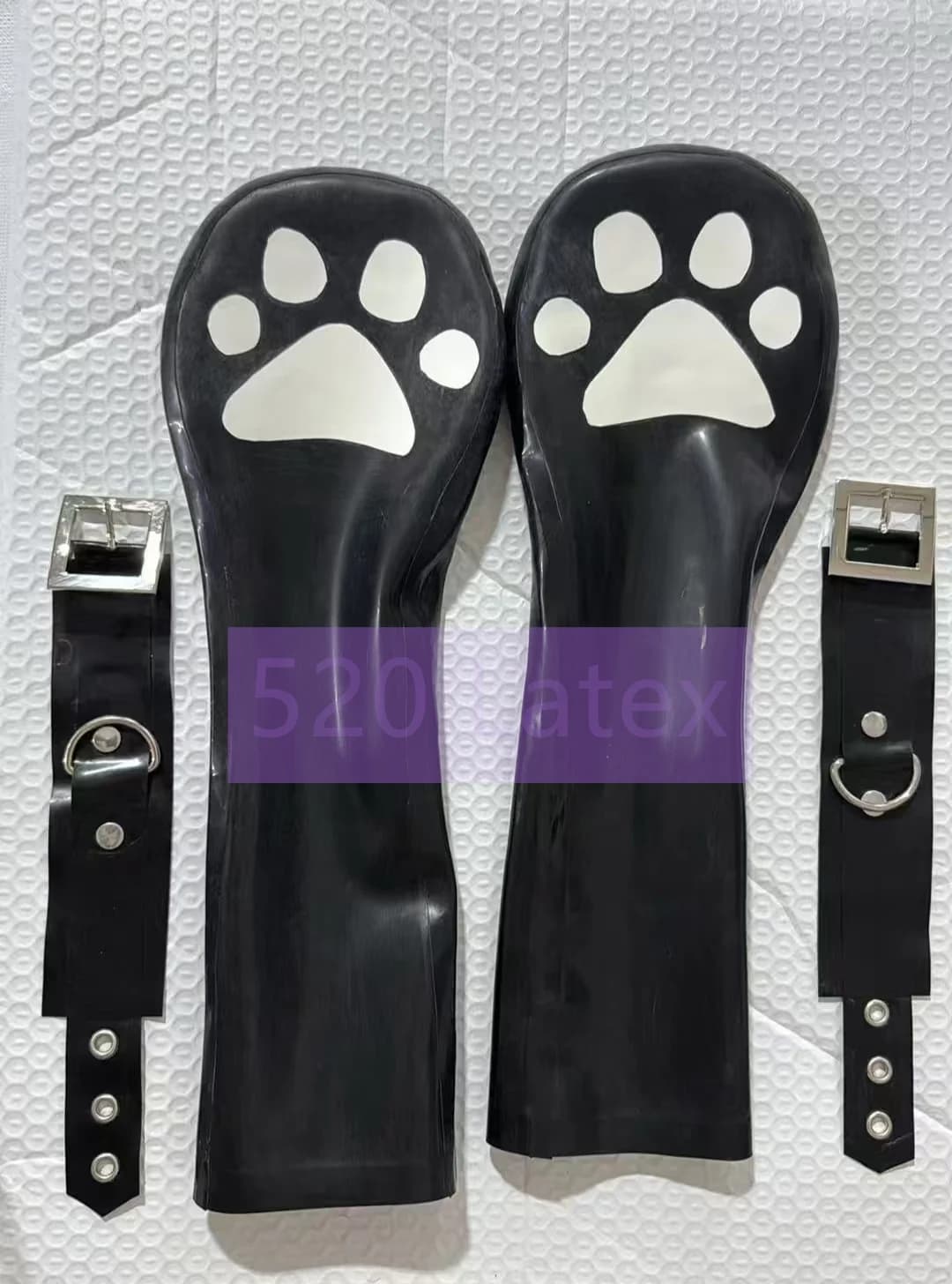 Guanti da Boxe Unisex in Lattice Naturale Senza Dita con Decorazione Bianca 0,4mm per Halloween e Feste in Costume