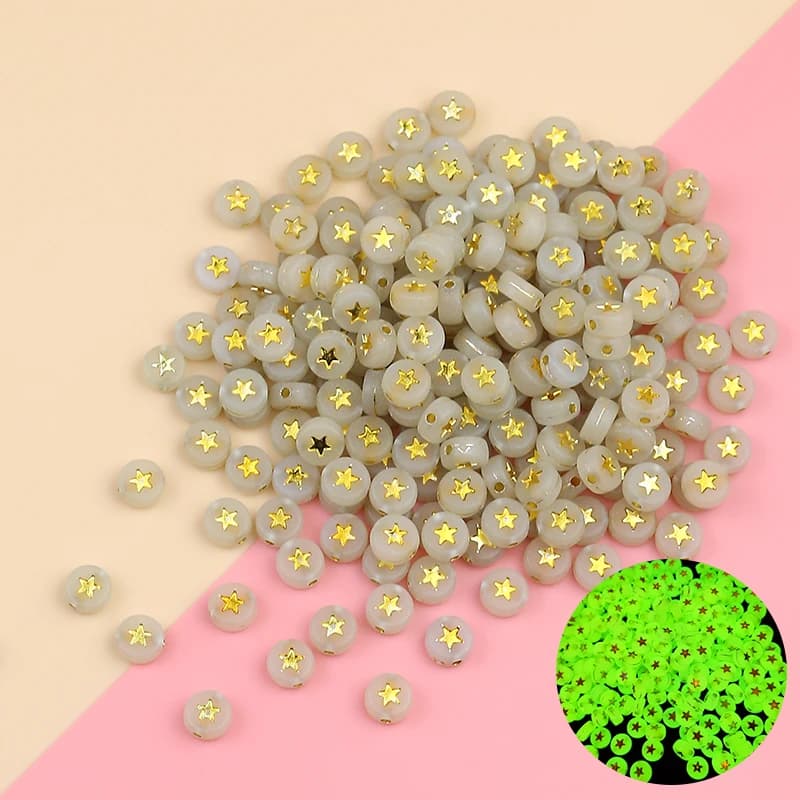 4x7mm Transparent Gold Luminous Star Acrylic Bead Star Spacer Bead Diy Jewelry For Bracelet Necklace Accessories