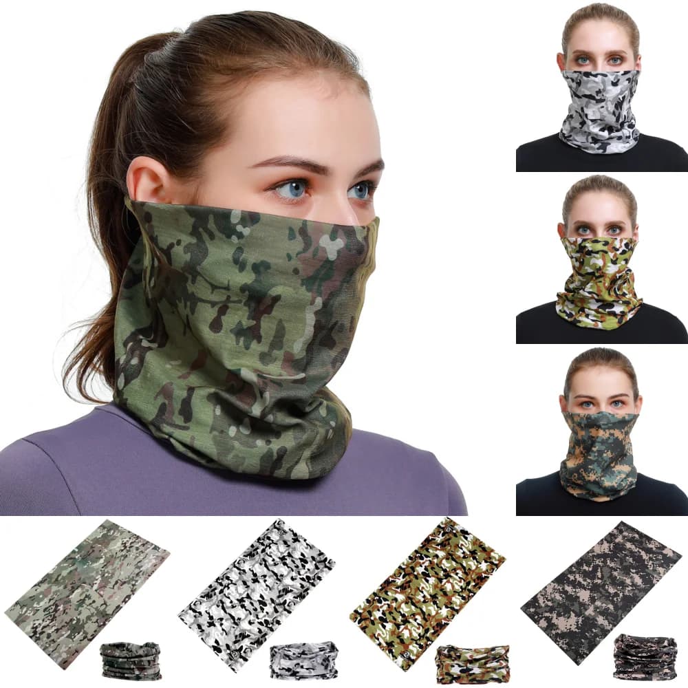 Sciarpa mimetica testa bandane senza cuciture passamontagna da uomo Tactical Camo Cycling Face Mask fascia ad asciugatura rapida foulard da donna