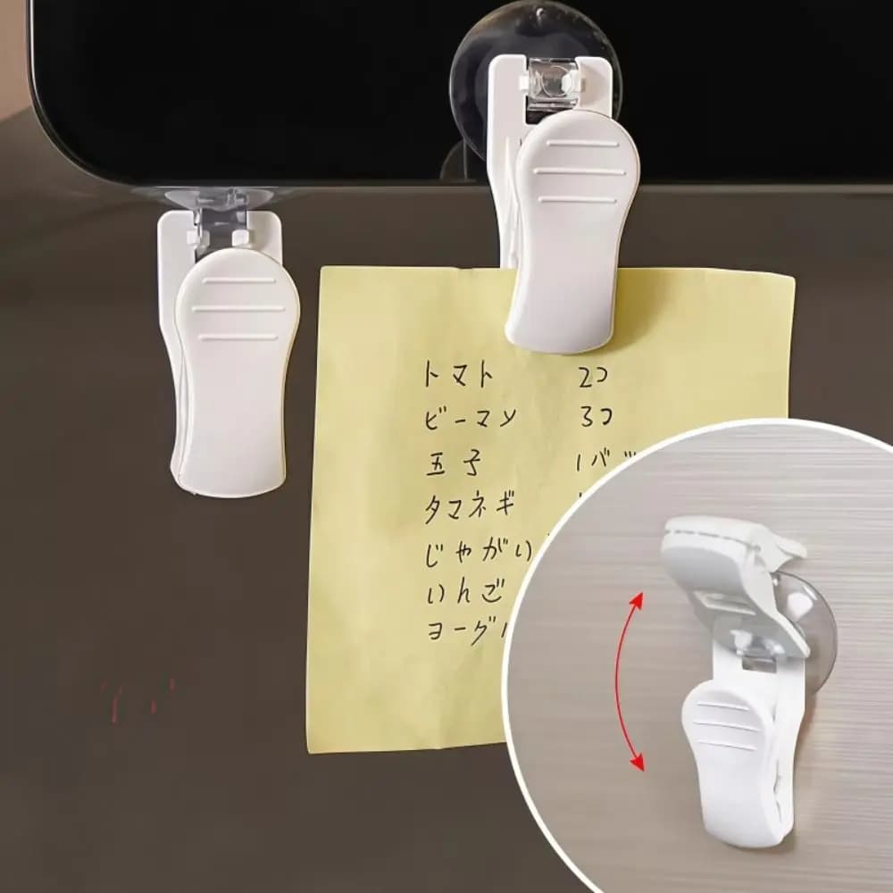 Clip di Fissaggio a Ventosa da 1/4 Pezzi, Gancio Multifunzionale per Frigorifero, Clip per Messaggi da Parete, Porta Documenti in ABS