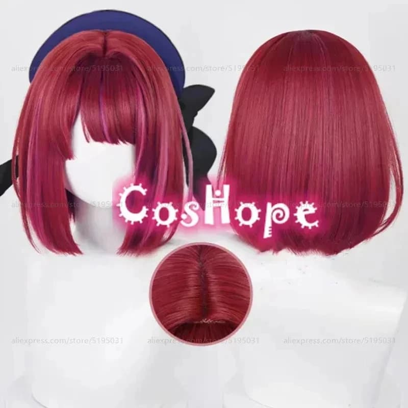 A;3\v,7'd/New Arima Kana 30cm Short Bobo Red Mixed Pink Wig Anime Cosplay Heat Resistant Syntheticx;4'v\6,b/