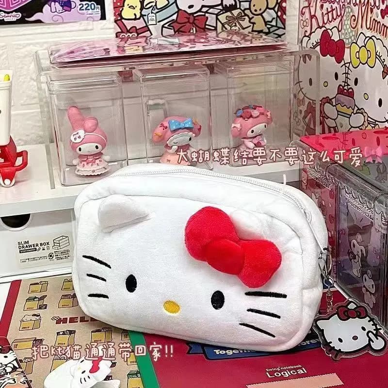 Astuccio per matite con cartoni animati di Hello Kitty, articoli di cancelleria, borsa portaoggetti di grande capacità, borsa per il trucco Kawaii, un regalo di compleanno per ragazza